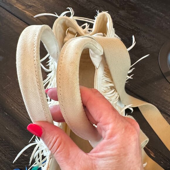 Prada Canapa Fringe with Plume White 2-Way Crossbody Bag - Picture 3 of 8